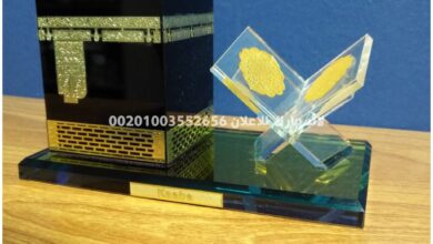 مجسم الكعبة المشرفة 3D من الكريستال Crystal Cube Kaaba model for office decoration or gift
